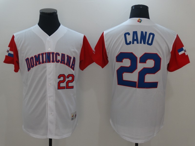 Men Dominican Republic Baseball #22 Robinson Cano White 2017 World Baseball Classic Replica Jersey->->MLB Jersey